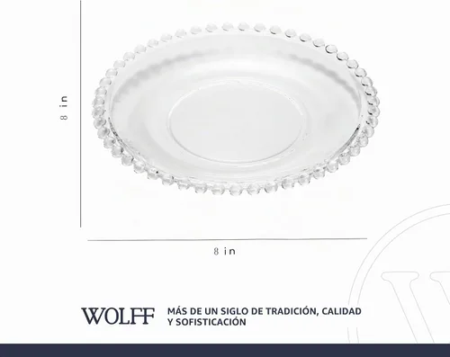 Vista 6 de WOLFF - Juego de 4 platos de postre de cristal con cuentas de perla, platos de ensalada y aperitivos de vidrio transparente de 8 pulgadas
