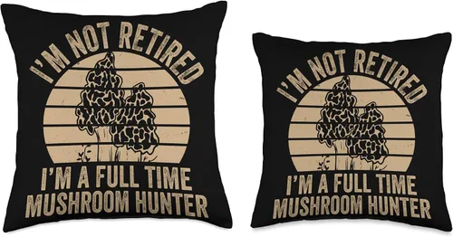 Vista 3 de Men Funny Morel Mushroom Hunter Apparel Morel Hunting Not Retired Full Time Mushroom Hunter Throw Pillow, 16x16, Multicolor