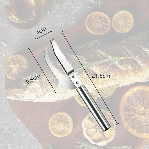 Vista 4 de Fauppt Herramienta de raspado de escamas de pescado, cuchillo multifunción de acero inoxidable para escamas de pescado, kit de limpieza de pescado