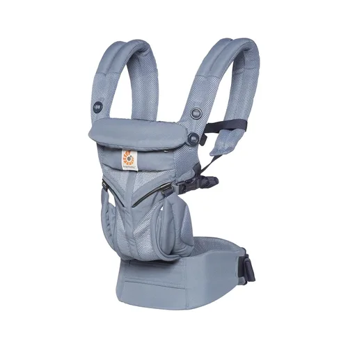 Vista 2 de Ergobaby Omni 360 - Portabebés para recién nacidos hasta niños pequeños con soporte lumbar y malla de aire fresco (7-45 libras), azul Oxford