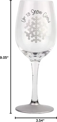 Vista 2 de Enesco Our Name is Mud Holiday Up to Snow Good - Copa de vino con purpurina, 15 onzas, multicolor