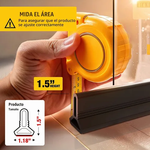 Vista 2 de Barrera de Agua para Umbral de Ducha de 39" - Bloqueador de Agua de Ducha Plegable Negro - Protector de Ducha para Ducha de Acceso Directo - Tope