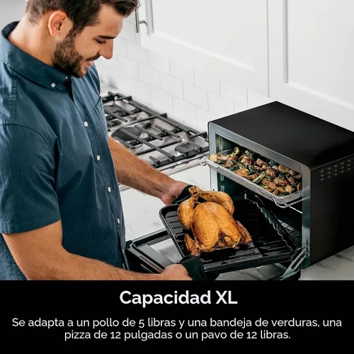 Vista 2 de Ninja DT202BK Foodi 8 en 1 XL Pro Air Fry Oven, horno de convección de encimera grande y tostador digital, 1800 vatios, negro, 12 pulgadas