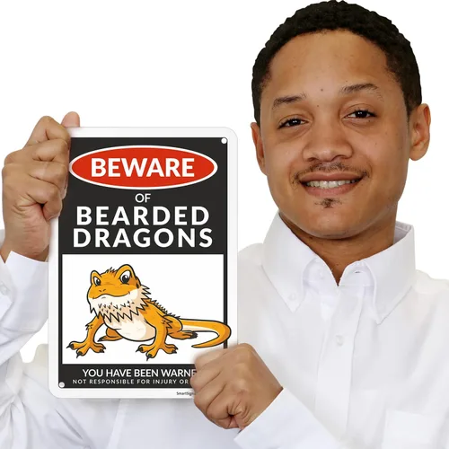 Vista 2 de SmartSign Funny Beware Of Bearded Dragons - Letrero de advertencia de 10 x 7 pulgadas, aluminio laminado sin óxido de 40 mil, letreros de metal