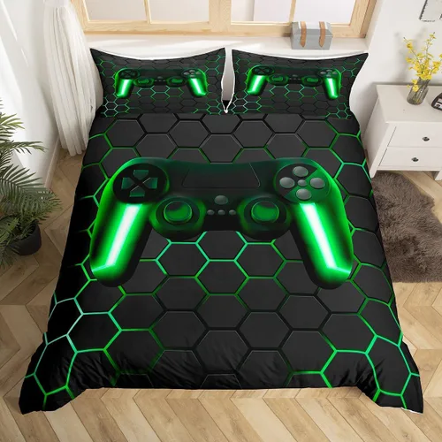 Vista 22 de Erosebridal Juego de ropa de cama para niños de construcción tamaño individual para niños, cubierta de edredón para camiones excavadoras, juego