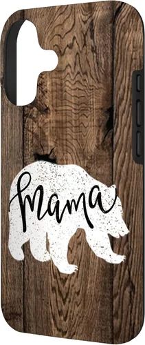 Vista 2 de Woodgrain Rustic Farmhouse Shiplap Brown Wooden Mama Bear Case for iPhone 17