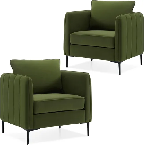 Vista 8 de Sillas de Acento de Terciopelo Negro para Sala de Estar, Silla de Acento Moderna Tapizada Cómodo Sillón de Terciopelo con Cojín Grueso y Marco