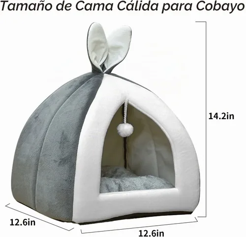 Vista 6 de Fhiny Cueva de cama de conejo, acogedora conejillo de indias, linda cama de conejo, casa grande, nido de invierno, jaula de conejo enano, accesorios