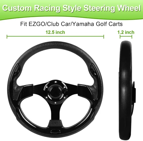 Vista 3 de Volante de carrito de golf compatible con EZGO RXV y TXT, Club Car DS, Club Car Precedent Tempo, Yamaha Golf Cart (volante negro)