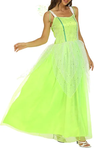 Vista 3 de Vestido de princesa de hada Tinkerbell para mujer, disfraz de ala de elfo, vestido de cosplay para fiesta