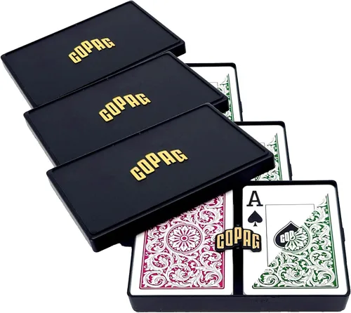 Vista 10 de Copag 1546 Design - Juego de cartas 100% de plástico, tamaño de póquer (estándar), verde/borgoña (índice jumbo, 1 juego)
