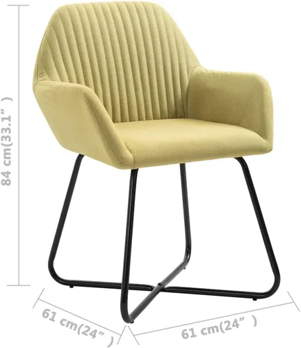 Vista 2 de 【Durable and Classic】 Dining Table Sofa Armchair Elegant Support Modern Upholstered Living Room Bedroom Lounge Chair Dining Chairs 2 pcs Green Fabric