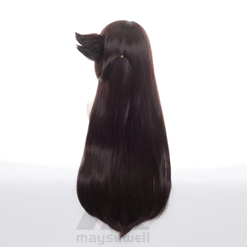 Vista 4 de Peluca de cosplay de anime marrón y negro, peluca de pelo largo para Comic Con, espectáculo de cosplay, Halloween