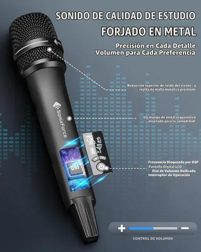 Vista 4 de Micrófono inalámbrico para cantar, micrófono vocal profesional