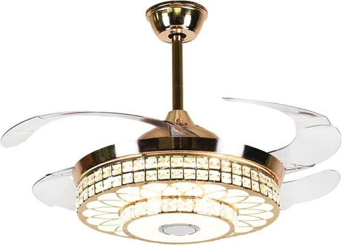 Vista 14 de Ventilador de techo inteligente tipo candelabro de 42 pulgadas con luz, ventilador de techo candelabro retráctil con altavoz Bluetooth y control