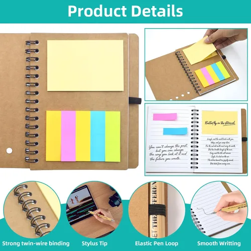 Vista 3 de 30 piezas de regalos de agradecimiento para empleados a granel - 15 juegos de cuadernos espirales inspiradores con bolígrafos motivacionales