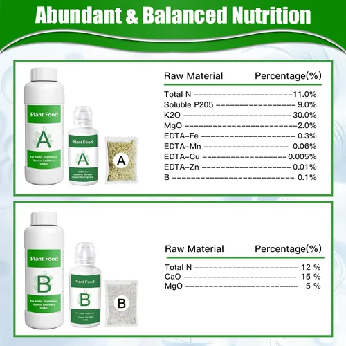 Vista 7 de Alimento hidropónico para plantas de 20.3 fl oz, alimento para plantas de interior A&B para sistema hidropónico y plantas de interior en maceta, kit