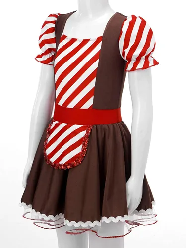 Vista 4 de Linjinx Disfraz de hombre de jengibre para niñas, disfraz de Navidad para Halloween, cosplay, fiesta de Navidad