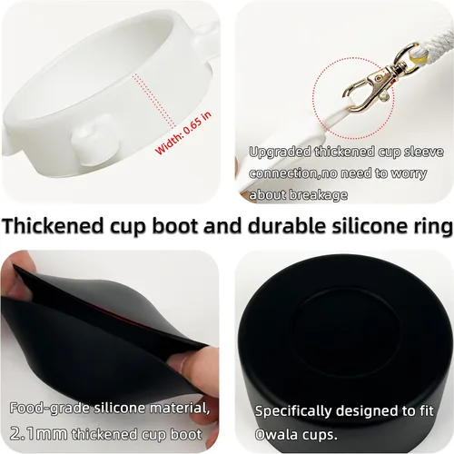 Vista 3 de Juego de fundas de silicona para botella de agua Owala de 24 oz, 32 oz, 40 oz - Incluye dije de dibujos animados y correa de mango de botella