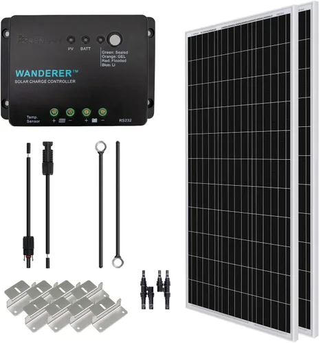 Vista 2 de Renogy Kit de inicio de panel solar monocristalino de 200 vatios y 12 voltios e inversor de onda sinusoidal pura de 2000 W, convertidor de 12 V CC a