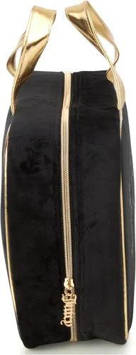 Vista 3 de Juicy Couture Bolsa de maquillaje negra Organizador de cosméticos Esenciales de viaje Weekender Velour Rhinestone Gold Trim