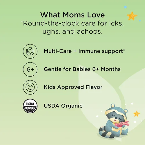 Vista 6 de Hyland's Baby Organic - Jarabe para la tos diurna todo en uno + apoyo inmunológico con saúco, vitamina C y zinc, 4 onzas líquidas