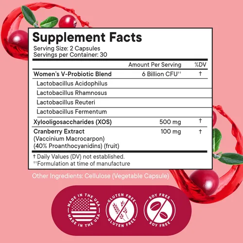 Vista 2 de NEW AGE Probióticos vaginales para mujeres con prebióticos, extracto de arándano y una mezcla de probióticos Lactobacillus, apoya el equilibrio