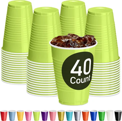 Vista 33 de DecorRack - Vasos desechables y reutilizables de 12 onzas para fiestas de cumpleaños, despedidas de soltera, campamentos, eventos en interiores y al