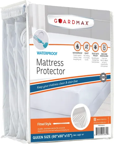 Vista 23 de Guardmax Protector de colchón de punto de punto tamaño individual XL, funda de colchón impermeable y a prueba de ácaros con bolsillos elásticos