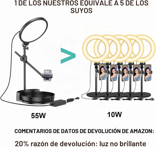Vista 2 de Iluminación de zoom brillante para computadora, iluminación de escritorio ajustable para videollamadas, anillo de luz de pantalla completa regulable