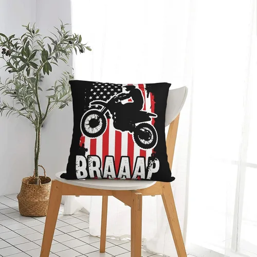 Vista 7 de SEAEAGLE Funda de almohada decorativa de doble cara con la bandera de Estados Unidos, diseño de motocross, para sofá