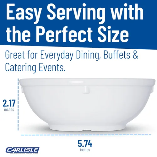 Vista 5 de Carlisle FoodService Products Dallas Ware - Cuenco de plástico reutilizable para bufés, hogar y restaurantes, melamina, 16 onzas, color blanco