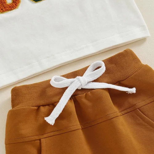 Vista 4 de CREAIRY Conjunto de 2 piezas de camiseta de manga corta para bebé, niño, niña, cumpleaños, camiseta de manga corta, pantalones deportivos
