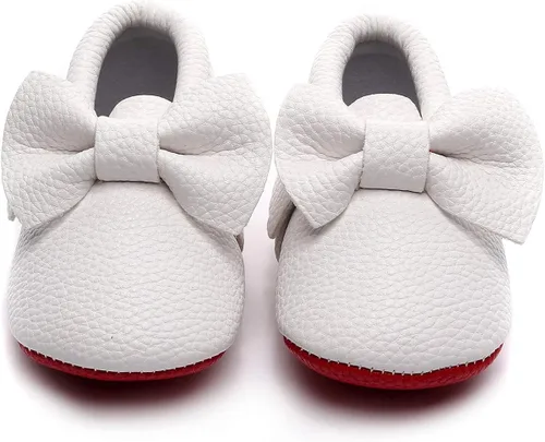 Vista 2 de Bebila Mocasines de bebé con flecos de doble lazo, zapatos de bebé de suela suave para niñas y niños pequeños