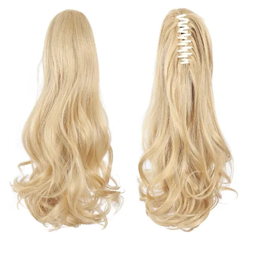 Vista 82 de Extensiones de cola de caballo, extensiones de cabello de cola de caballo con clip de garra marrón oscuro para mujer, pieza de cabello rizado