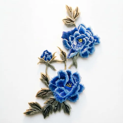 Vista 17 de 1 par de parches de peonía azul, apliques de flores para ropa de bricolaje, jeans Parches florales suaves para accesorios de ropa, decoración