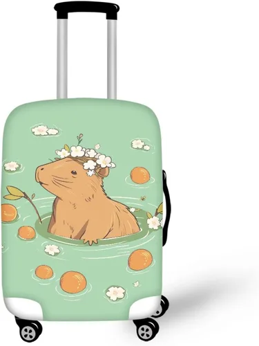 Vista 29 de COEQINE Funda para equipaje de viaje, protector de maleta, funda de equipaje lavable, tamaño S-XL (18-32 pulgadas), Blue Capy Bara Swim, L