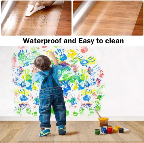 Vista 3 de Alfombrilla transparente para silla de 36"x48" para suelos de madera dura - Protector de alfombrilla para escritorio de oficina, fácil deslizamiento