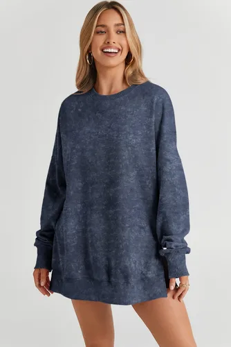 Vista 20 de SHEWIN Sudadera casual de manga larga con cuello redondo para mujer, ligera, holgada