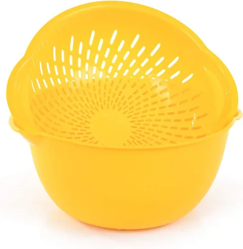 Vista 4 de Mintra Home - Tazón para mezclar con colador/colador, 2 piezas (grande, 4.5 L, negro)