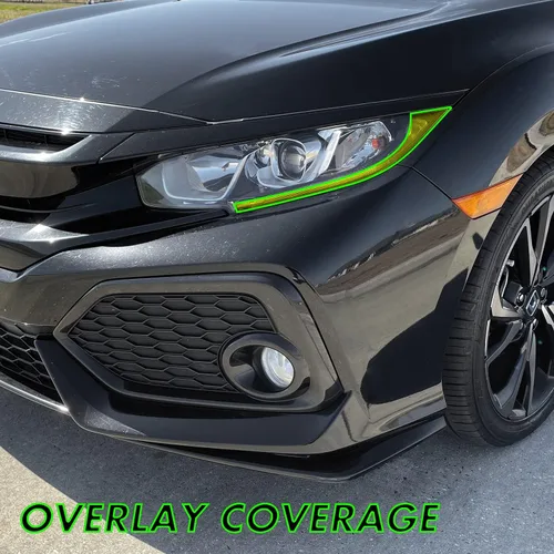 Vista 2 de SlickMod Tinte amarillo de vinilo precortado para faros Honda Civic 2016-2021 (2. faros DRL, amarillo)