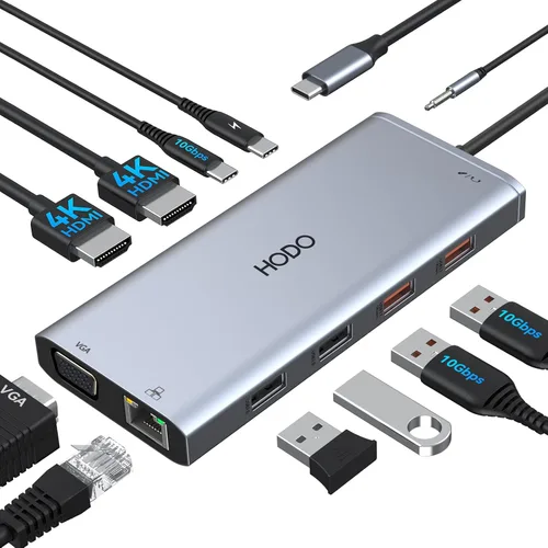 Vista 9 de Adaptador multipuerto USB-C para MacBook Air/Pro - Dongle HDMI 6 en 1 con puertos 4K, USB 3.0, lector de tarjetas SD/TF para MacBook M1/m2/m3/m4