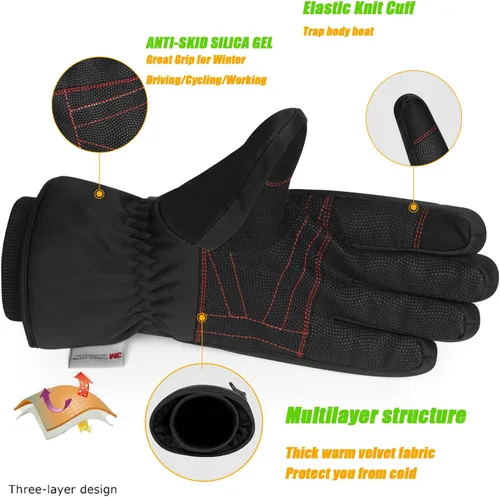 Vista 2 de MOREOK Waterproof & Windproof -10F Winter Gloves for MenWomen, 3M Thinsulate Thermal Gloves Touch Screen Warm Gloves for