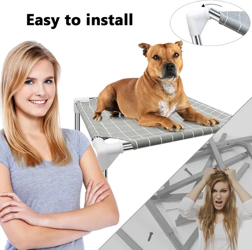 Vista 7 de Cama elevada para mascotas, cama para perros pequeños, cama elevada para perros pequeños para uso en interiores y exteriores para mascotas pequeñas