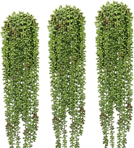 Vista 8 de SzJias 6 unidades de plantas artificiales de cadena de perlas para colgar, suculentas para decoración de hogar o jardín