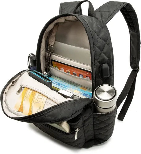 Vista 2 de Kinmac Mochila resistente al agua para laptop con puerto de carga USB para laptop de hasta 15.6 pulgadas (bordado)