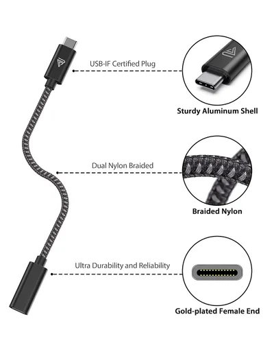 Vista 2 de Faracent Cable de extensión USB C (20Gbps/240W/1FT/0.3M), USB 3.2 tipo C 3.1 macho a hembra, extensión de carga y sincronización para iPhone 16 15