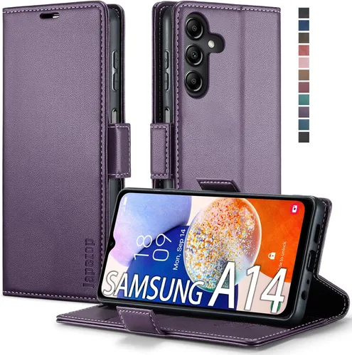 Vista 33 de Funda tipo cartera para Samsung Galaxy A12 con tarjetero [bloqueo RFID] atril magnético, funda de cuero con tapa para Samsung Galaxy A12 (negro)
