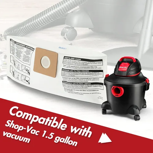 Vista 4 de Shop-Vac Juego de filtros de 8 piezas, 6 bolsas de colección 90667 de 1.5 galones+2 filtros de cartucho 90398 de alto rendimiento