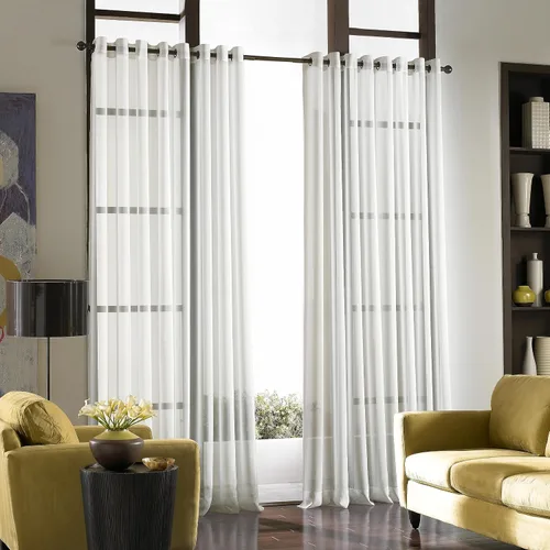 Vista 9 de Curtainworks Soho - Cortina de gasa transparente con ojales, 59 x 63 pulgadas, ostra